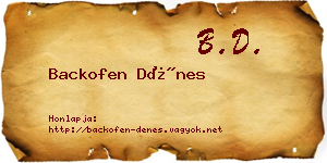 Backofen Dénes névjegykártya